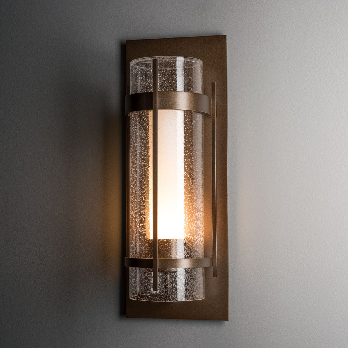 Hubbardton Forge Banded Seeded Glass Large Outdoor Sconce